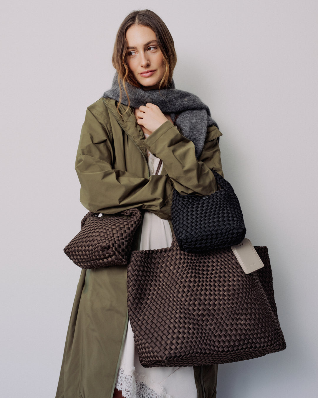 Small Hand-Braided Neoprene Crossbody Handväska